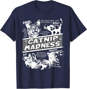 Catnip Madness Cute Kitten Funny Cat Pet Humor T-Shirt - T-Shirt | Navy