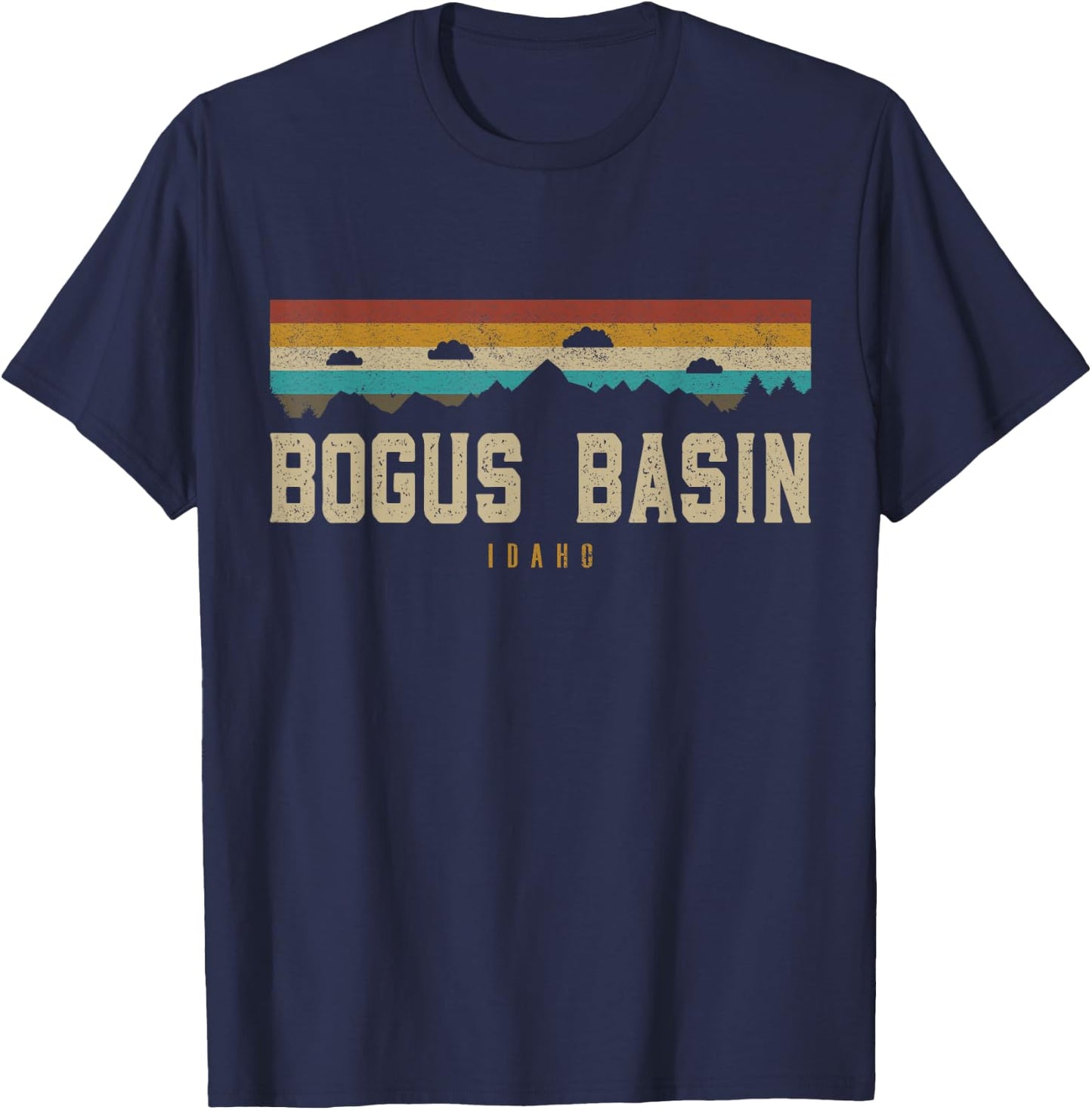 Bogus Basin Mountains Idaho Hiking Outdoors Retro T-Shirt - T-Shirt | Navy