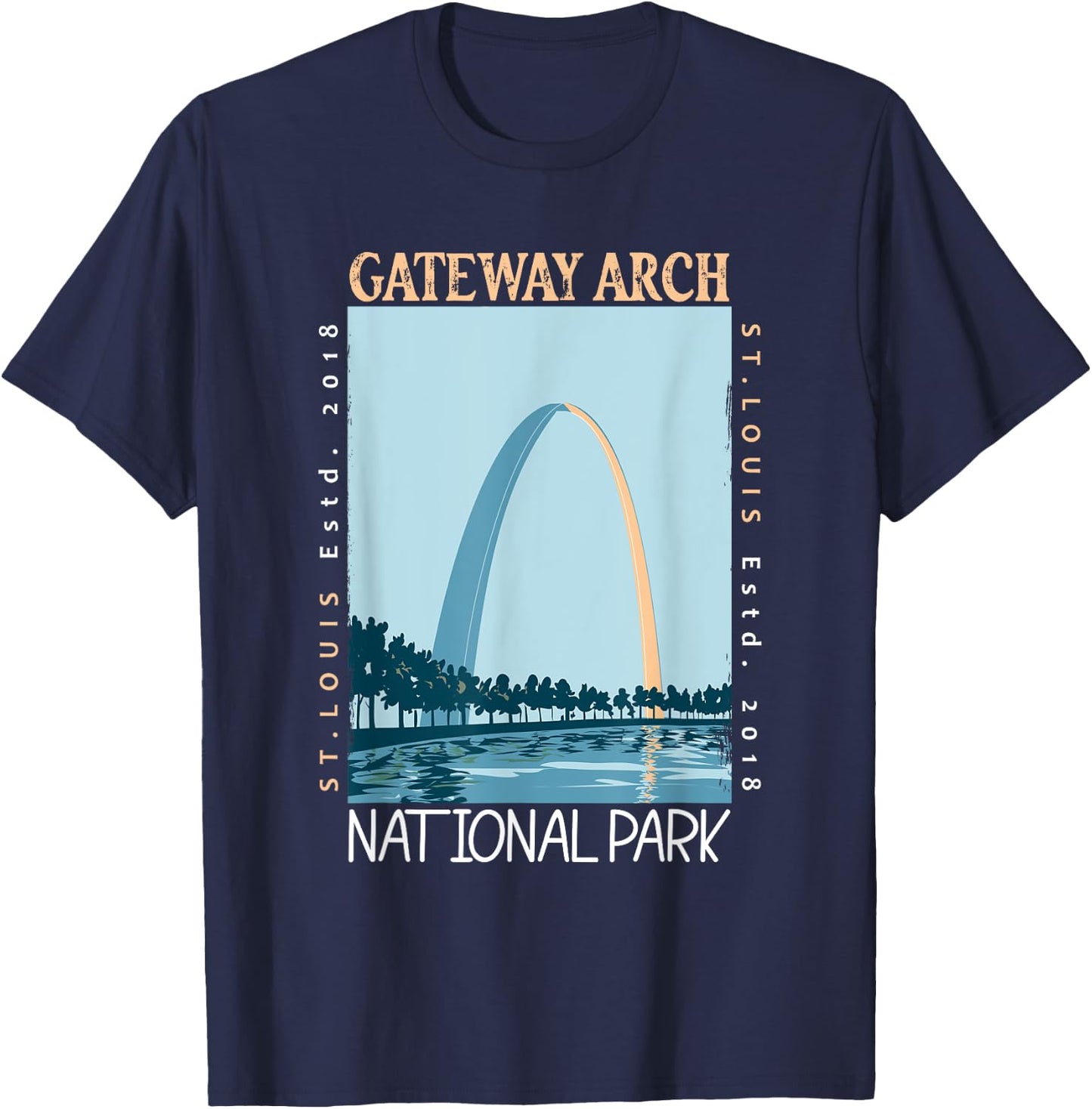 Gateway Arch National Park Distressed Vintage T-Shirt - T-Shirt | Navy