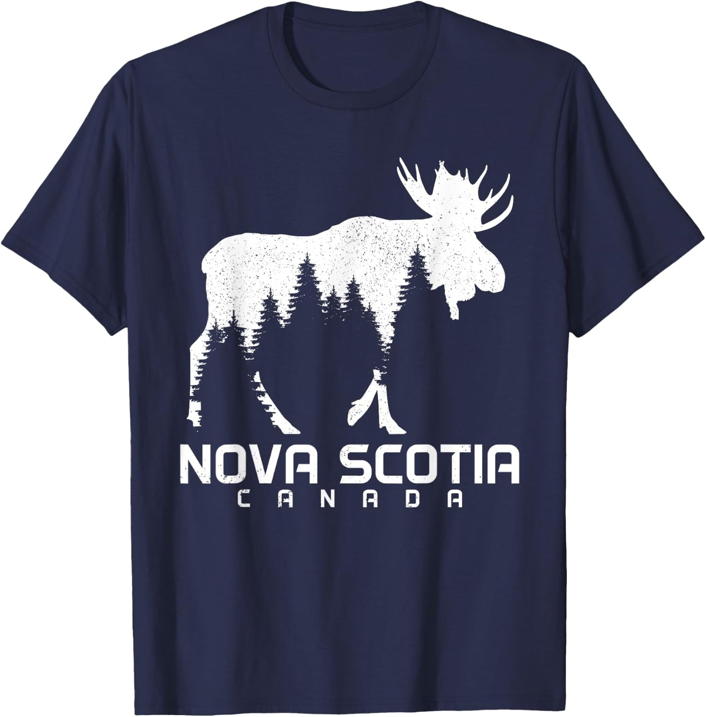 Nova Scotia Canada Vintage Pride Souvenir Moose Nature T-Shirt - T-Shirt | Navy