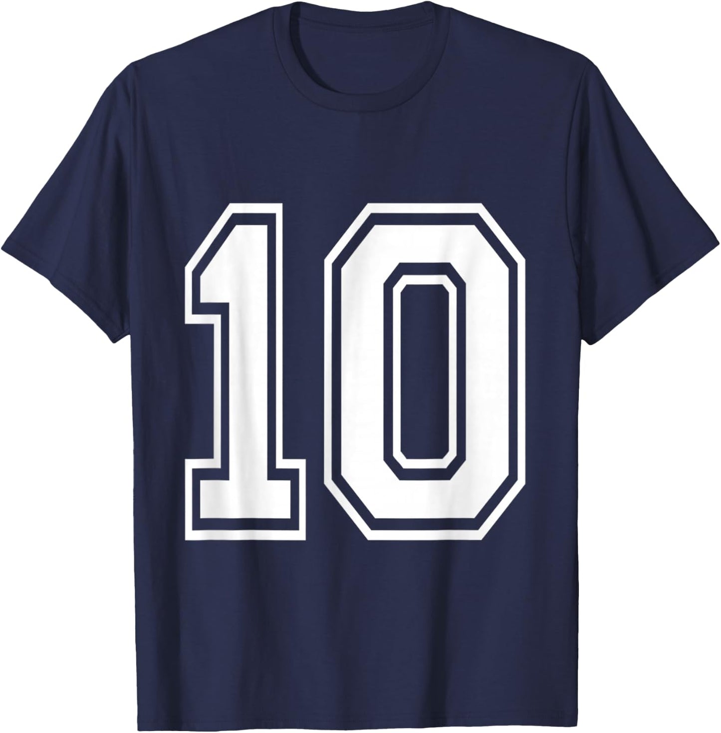 Number 10 Baseball Football Soccer Numbered Jersey T-Shirt - T-Shirt | Navy