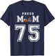 Custom Proud Football Mom Number 75 Personalized T-Shirt - T-Shirt | Navy