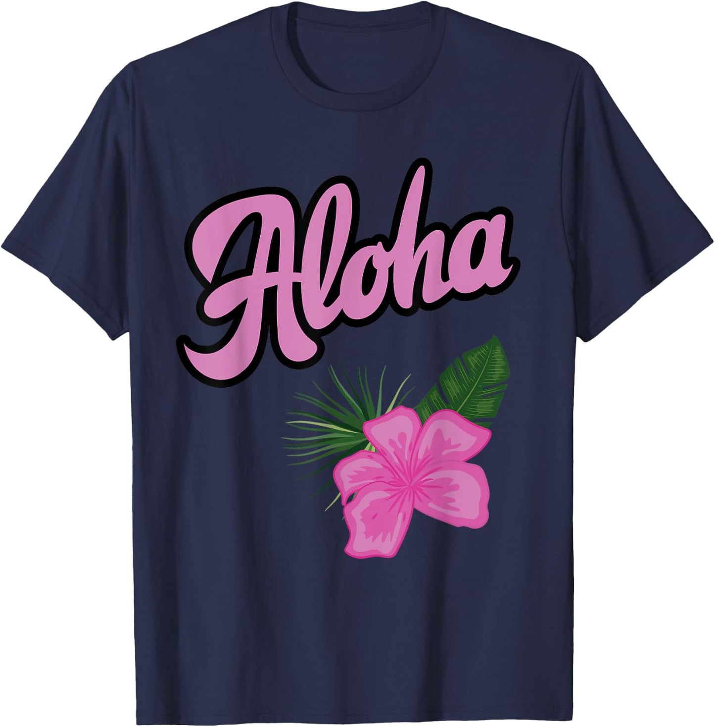 Hawaii Aloha Hibiscus Hawaiian Party T-Shirt - T-Shirt | Navy