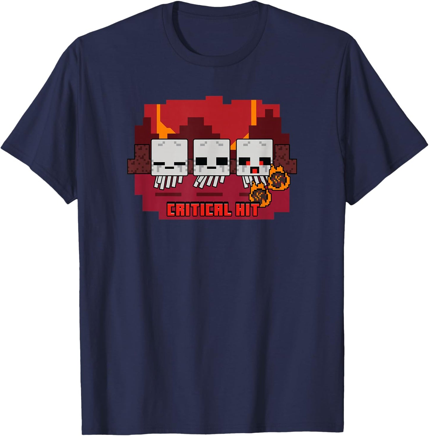 Minecraft Ghast Trio Critical Hit Panel T-Shirt - T-Shirt | Navy