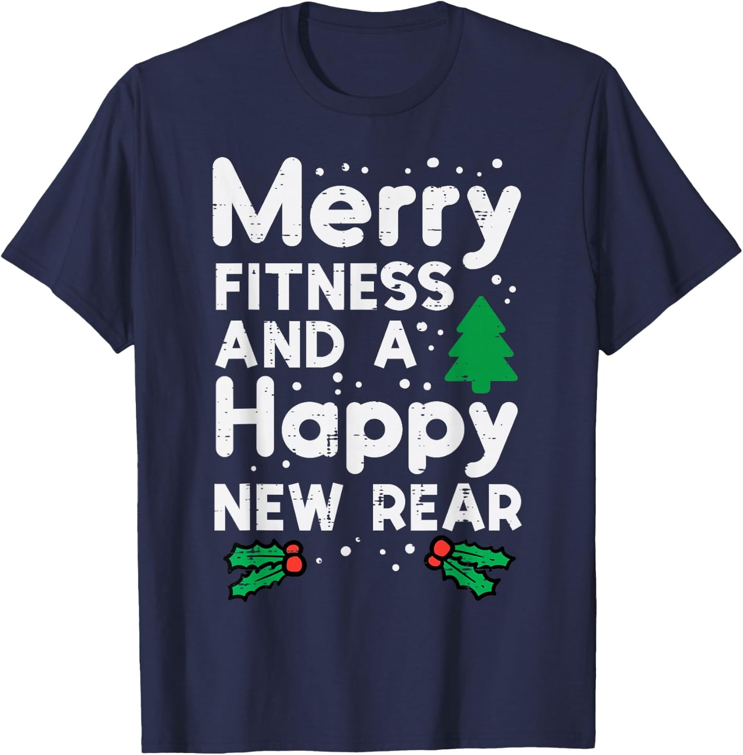 Christmas Merry Fitness Happy New Rear Xmas Workout Women T-Shirt - T-Shirt | Navy