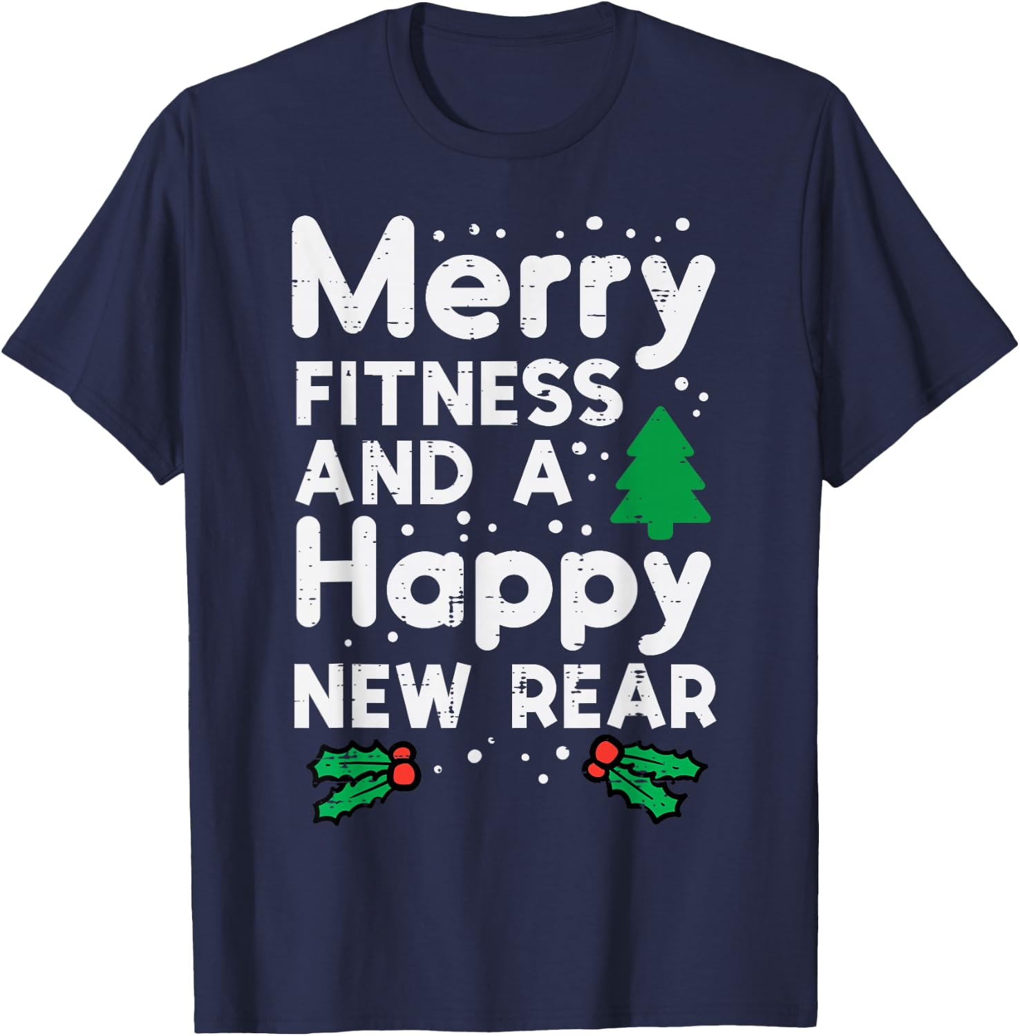 Christmas Merry Fitness Happy New Rear Xmas Workout Women T-Shirt - T-Shirt | Navy