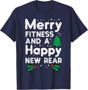 Christmas Merry Fitness Happy New Rear Xmas Workout Women T-Shirt - T-Shirt | Navy