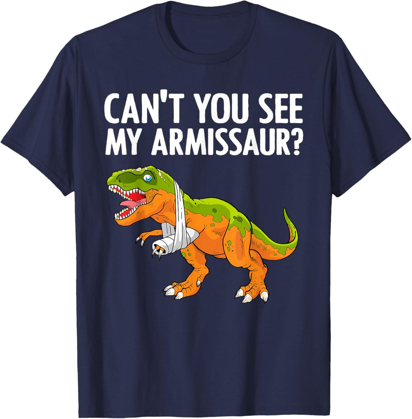 Funny Broken Arm Boy Kids Hand Wrist Injury Dinosaur T-Shirt - T-Shirt | Navy