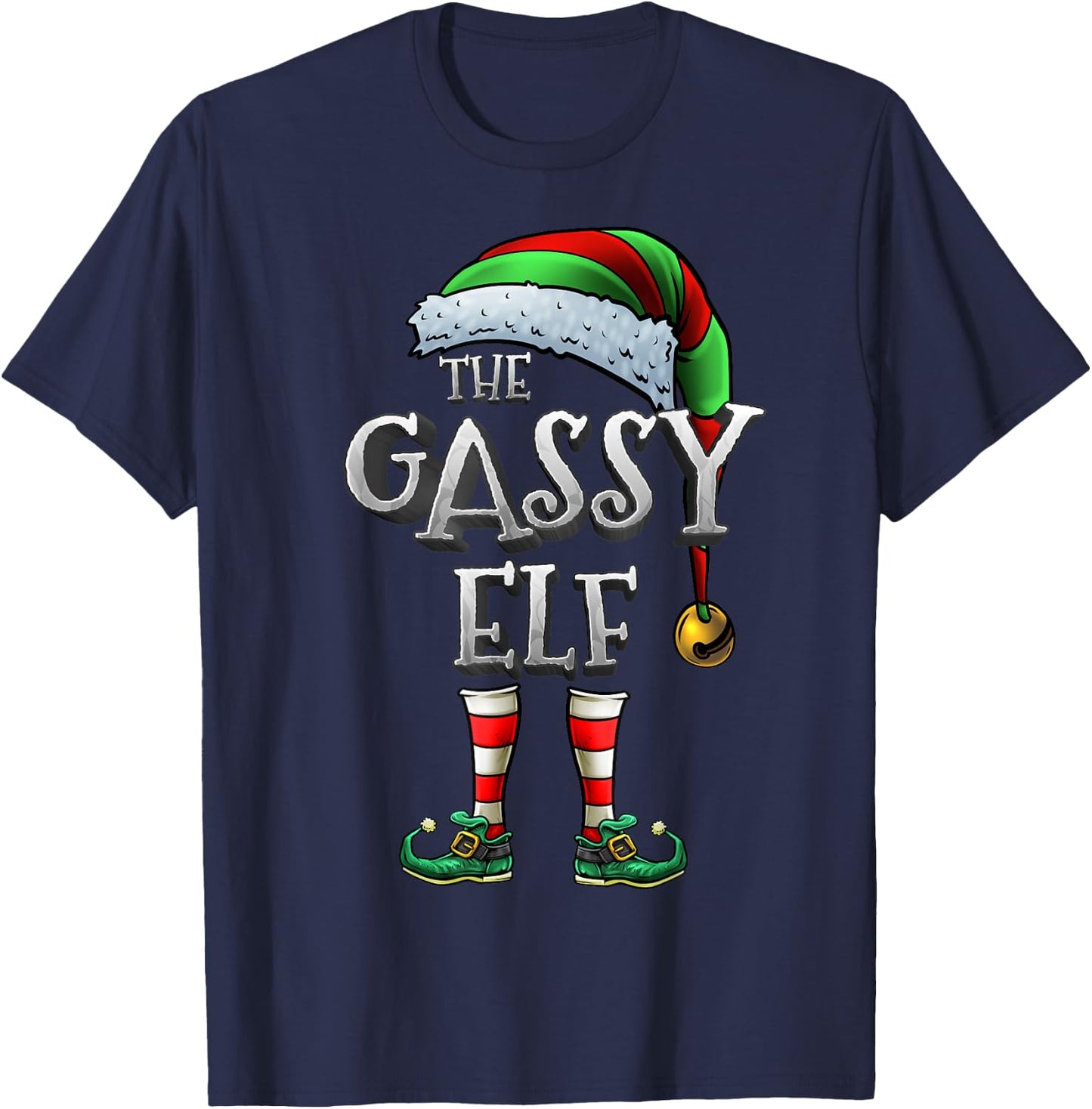 The Gassy Elf Shirt Matching Family Gassy Christmas Elf T-Shirt - T-Shirt | Navy