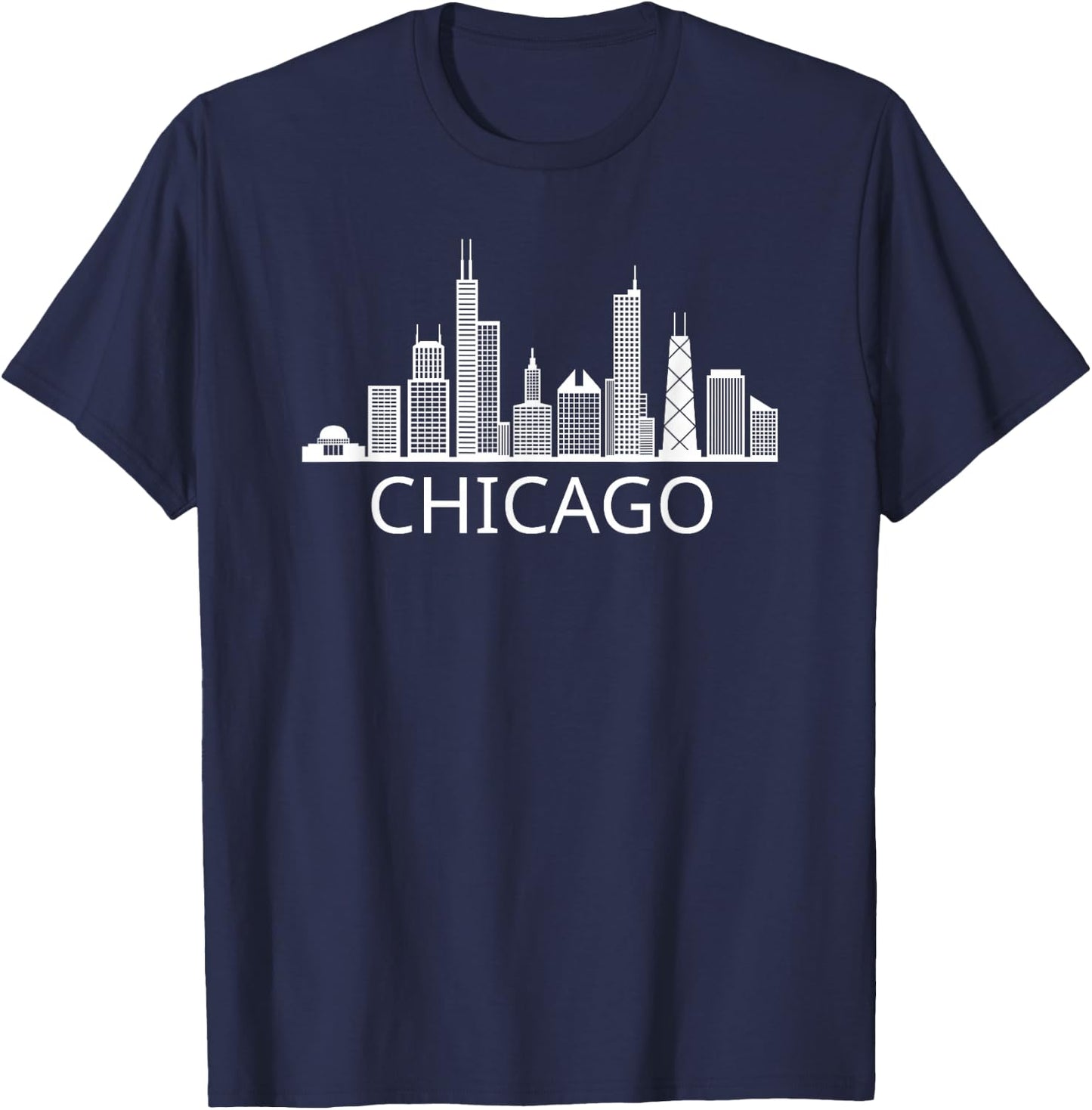 Chicago Skyline - Throwback Design - Classic T-Shirt - T-Shirt | Navy