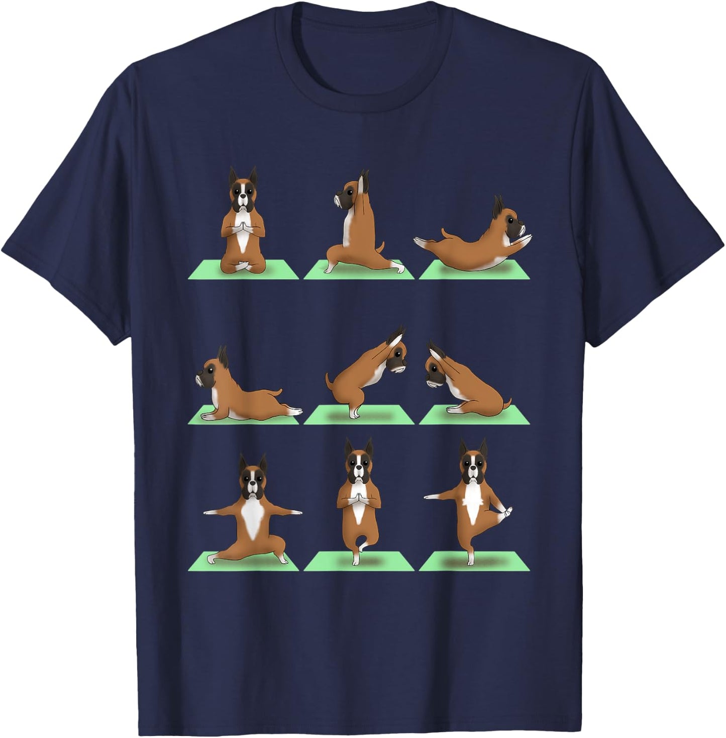 American Boxer Dog Yoga Pose Zen Workout Exercise Yogi Cute T-Shirt - T-Shirt | Navy