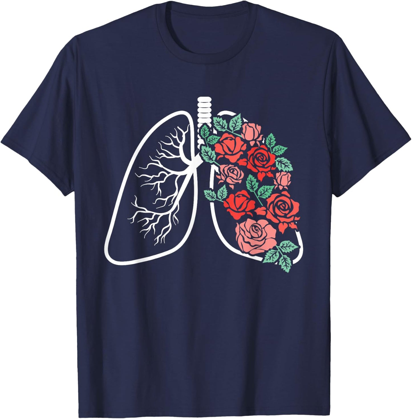 Floral Lungs Anatomical Flowers Pulmonology Student Fan T-Shirt - T-Shirt | Navy