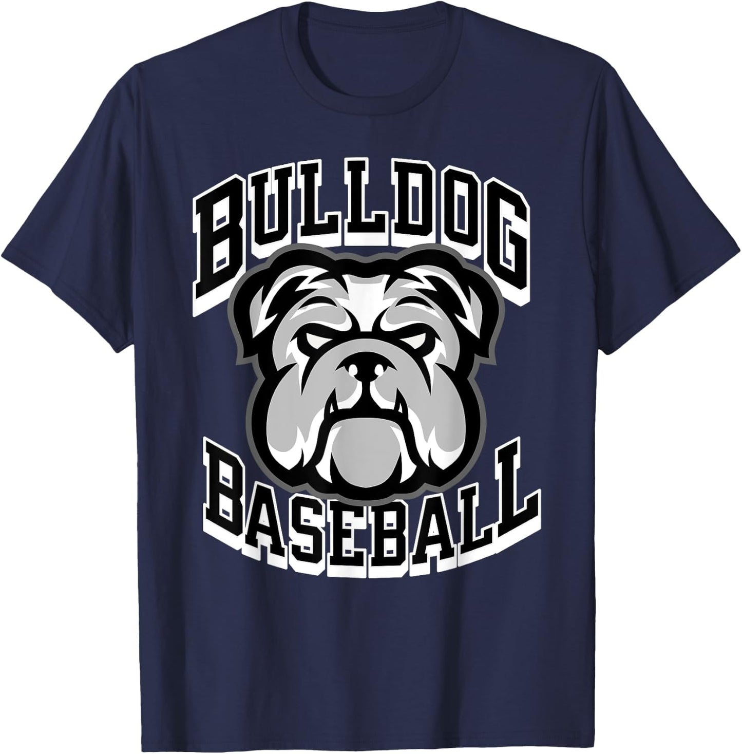 Bulldogs Black Baseball Game Day Print Stars Mom Dad Royal T-Shirt - T-Shirt | Navy