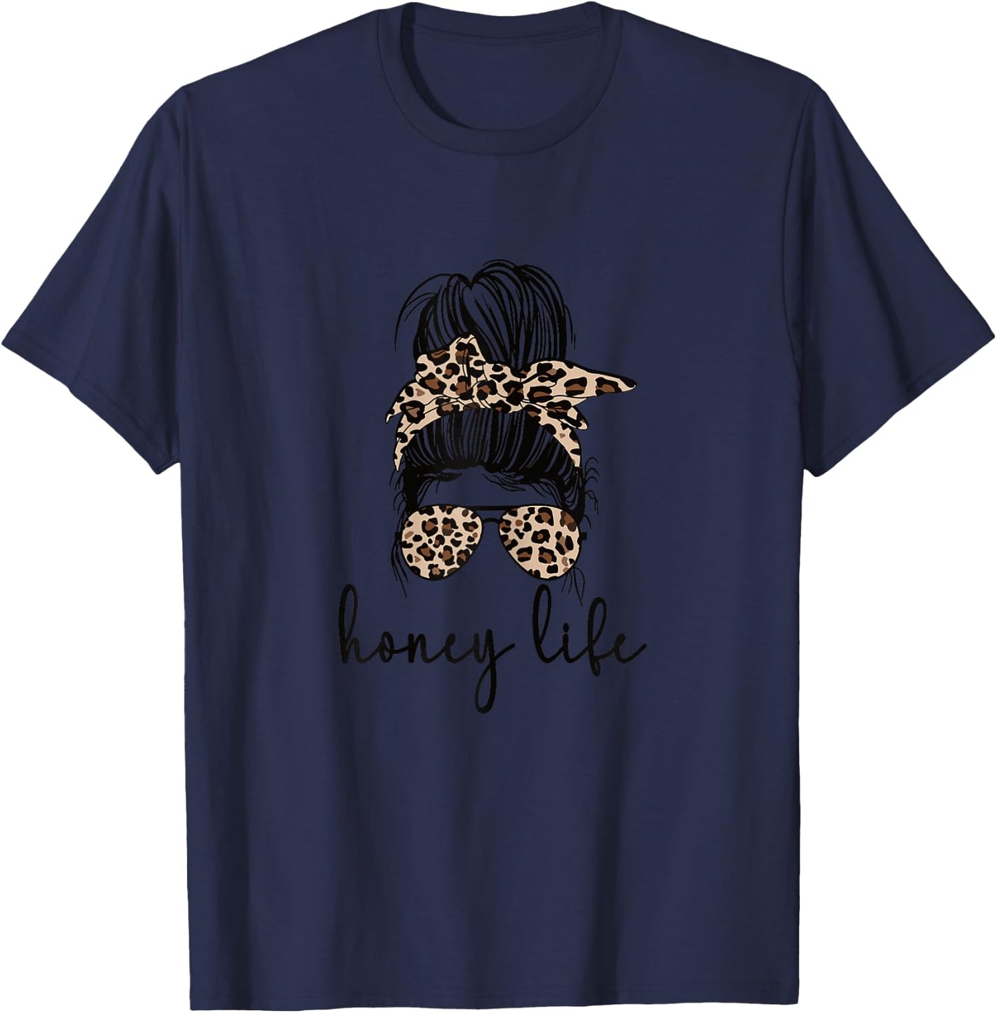 Honey Life Grandma Messy Bun Honey Grandmother T-Shirt - T-Shirt | Navy