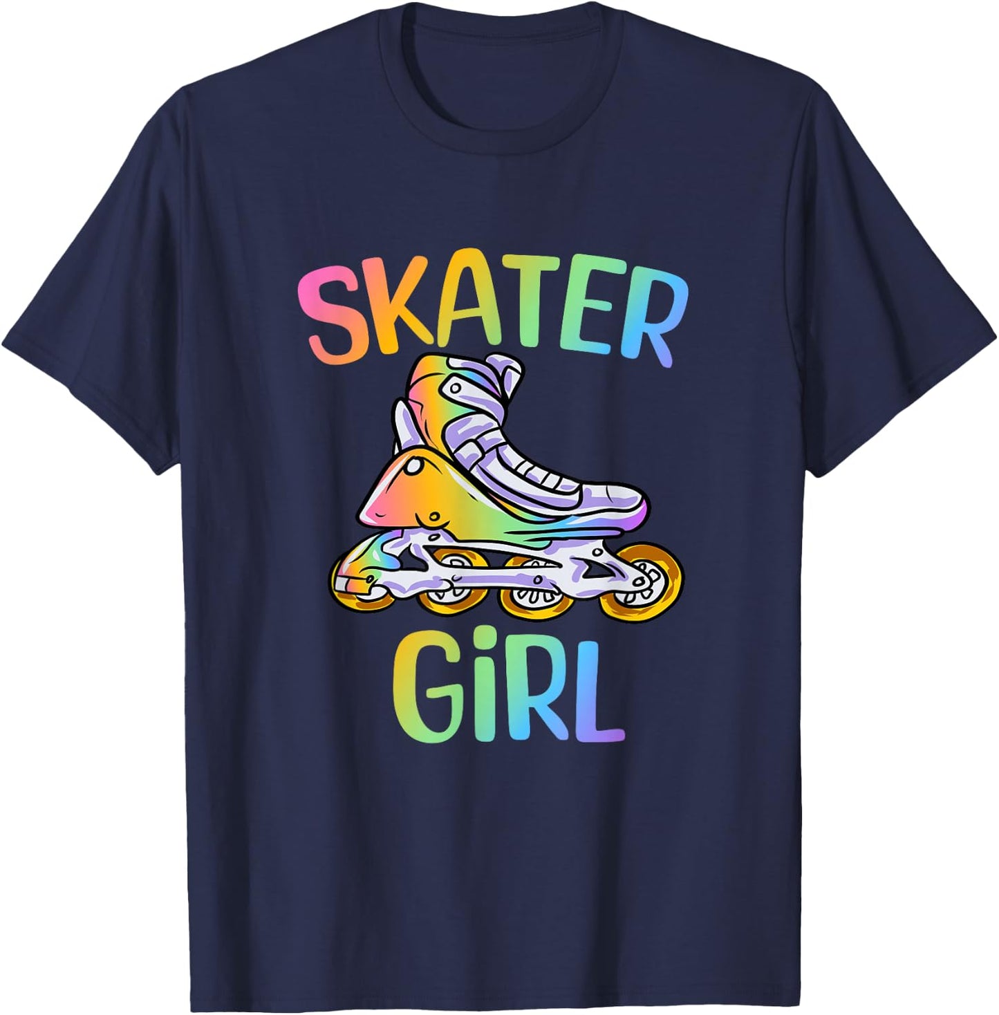 Skater Girl Rollerblading Girl T-Shirt - T-Shirt | Navy
