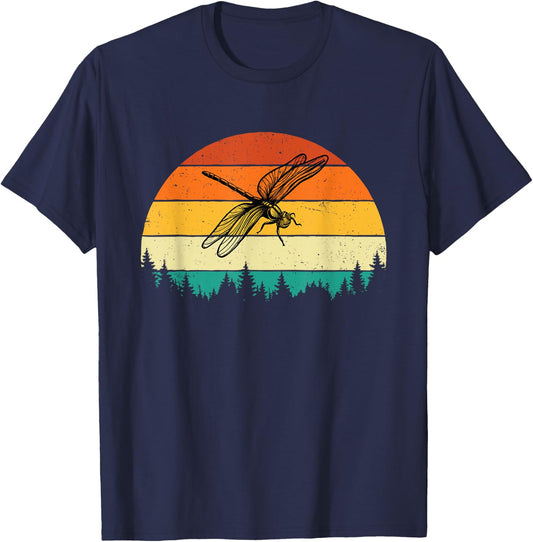 Retro Vintage Dragonfly - Entomology Insect Nature Lover T-Shirt - T-Shirt | Navy