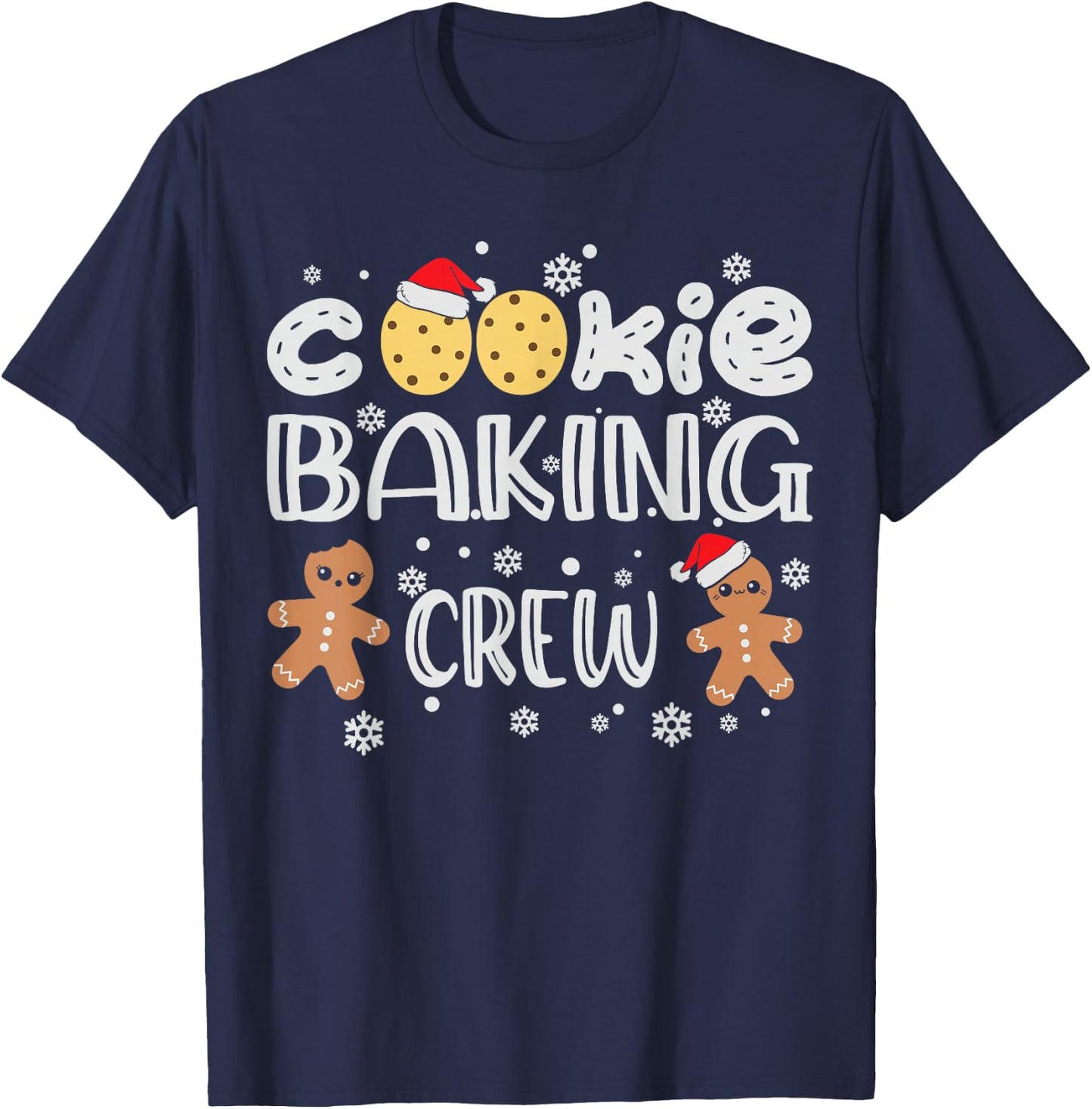 Cookie Baking Crew Gingerbread Men with Xmas Hats T-Shirt - T-Shirt | Navy