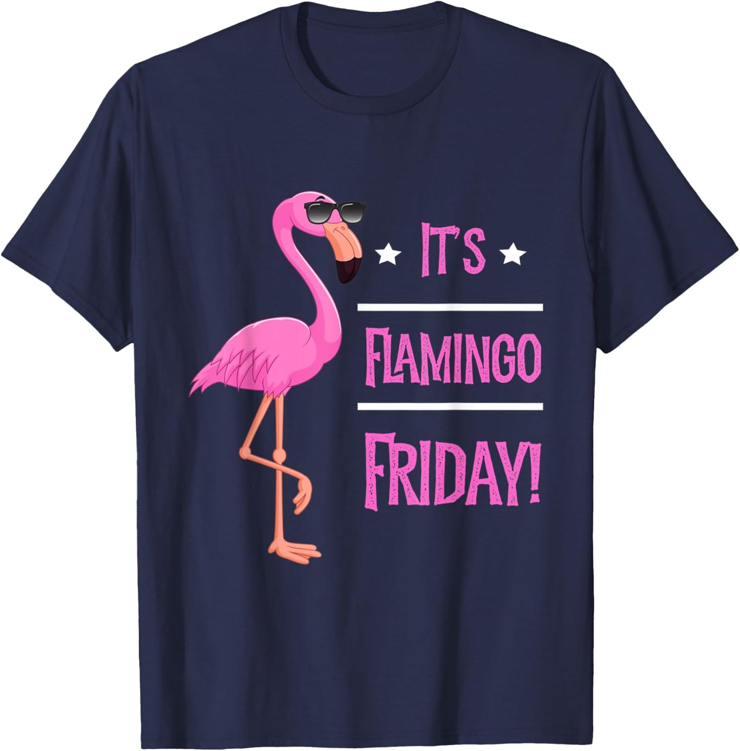 Flamingo It’s Flamingo Friday Birds Wearing Glasses T-Shirt - T-Shirt | Navy