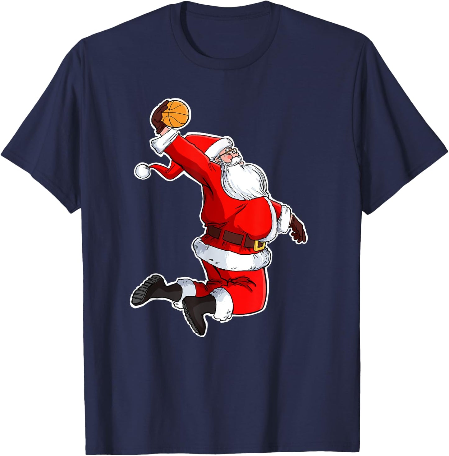 Dunking Santa Basketball Santa T-Shirt - T-Shirt | Navy