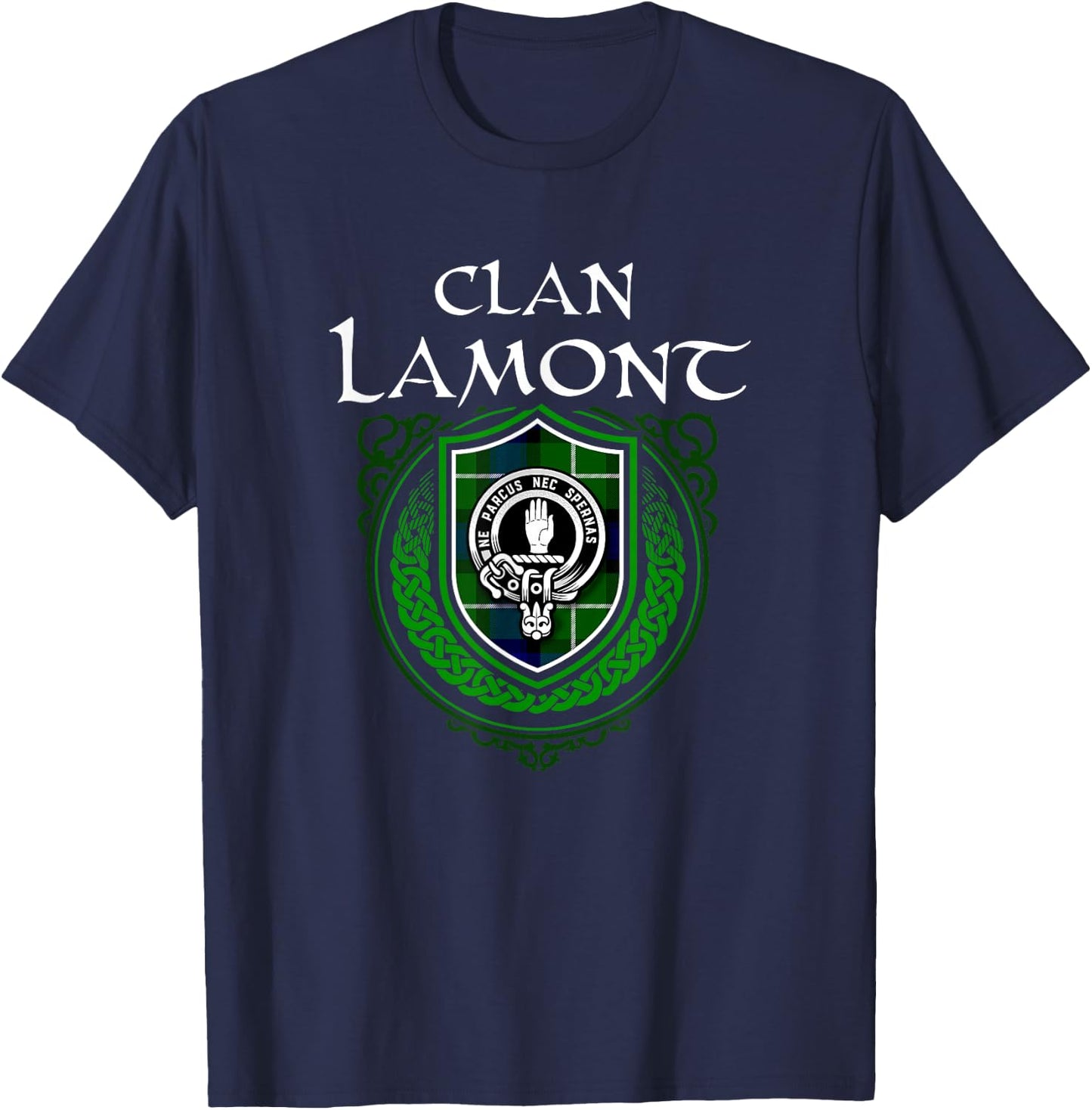 Clan Lamont Surname Scottish Clan Crest Tartan Badge T-Shirt - T-Shirt | Navy
