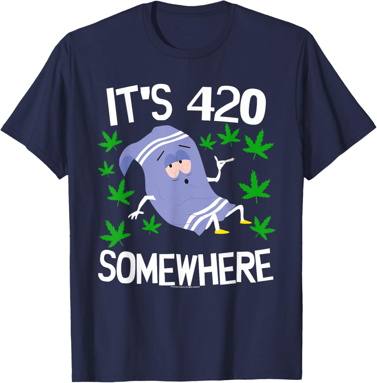 South Park South Park Towlie Its 420 Somewhere T-Shirt - T-Shirt | Navy