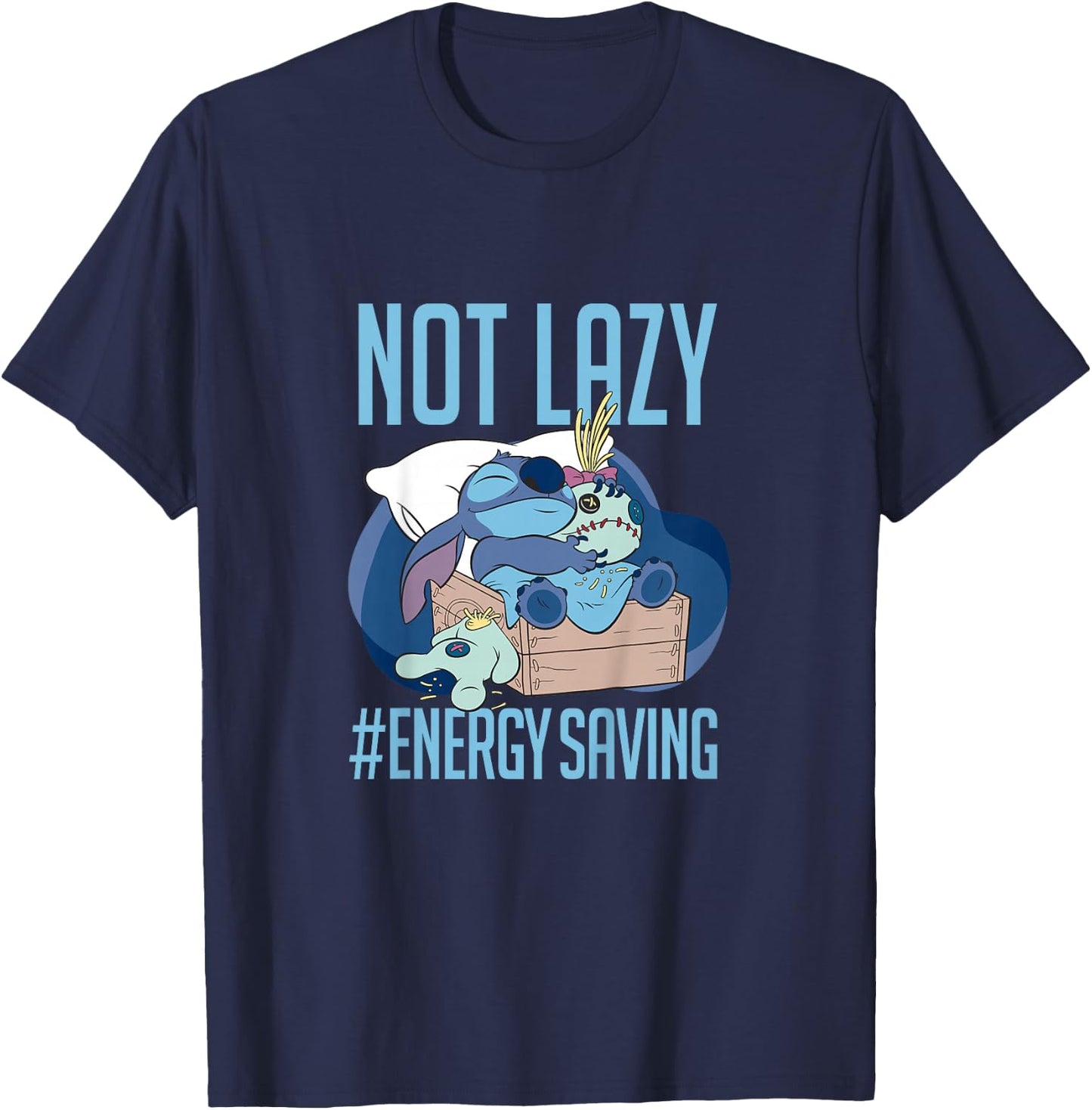 Kids Disney Lilo & Stitch Not Lazy Saving Energy Quote Youth T-Shirt - T-Shirt | Navy