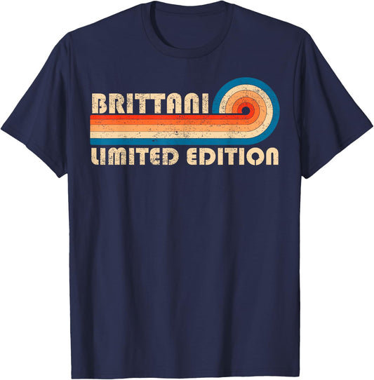 BRITTANI First Name Funny Retro Vintage Birthday T-Shirt - T-Shirt | Navy