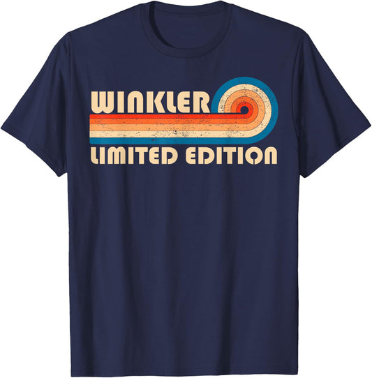 WINKLER Surname Retro Vintage 80s 90s Birthday Reunion T-Shirt - T-Shirt | Navy