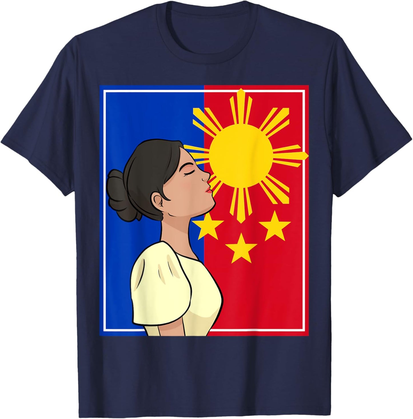 Philippines Pinay Filipina Filipiniana Filipino Flag Woman T-Shirt - T-Shirt | Navy