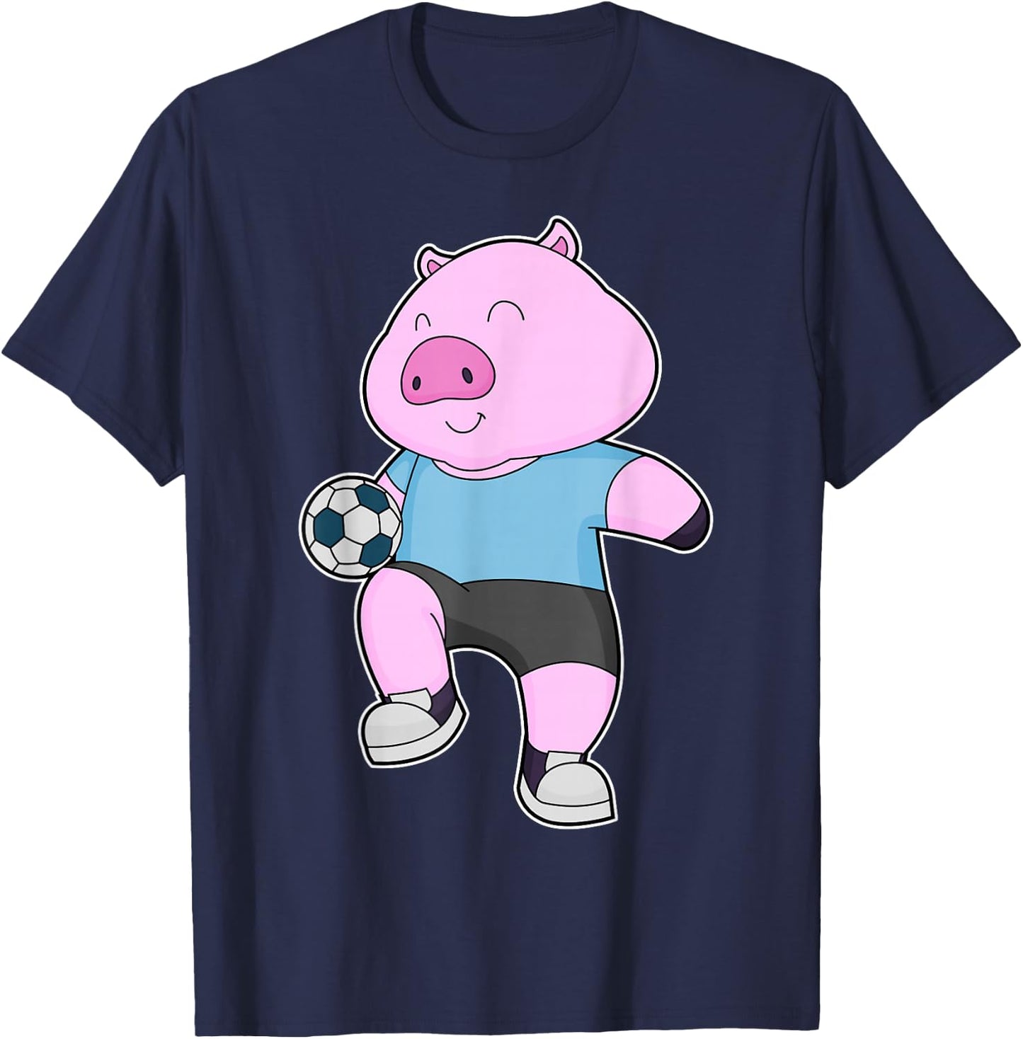 Pig Soccer player Soccer Sports T-Shirt - T-Shirt | Navy
