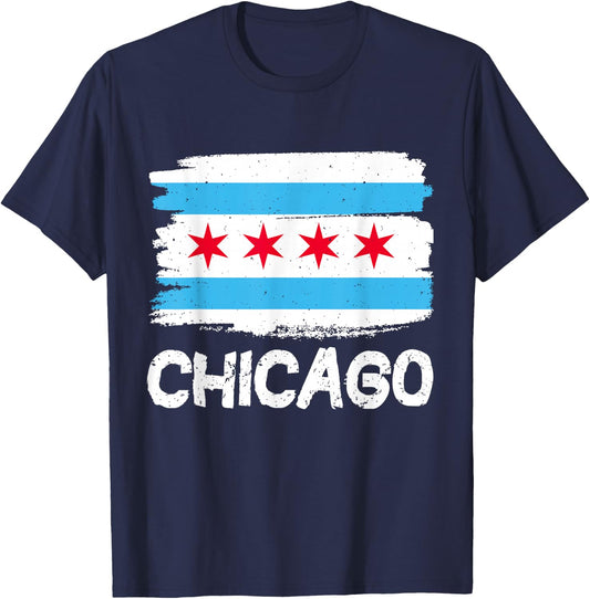 Cool Chicago Flag T-Shirt - T-Shirt | Navy