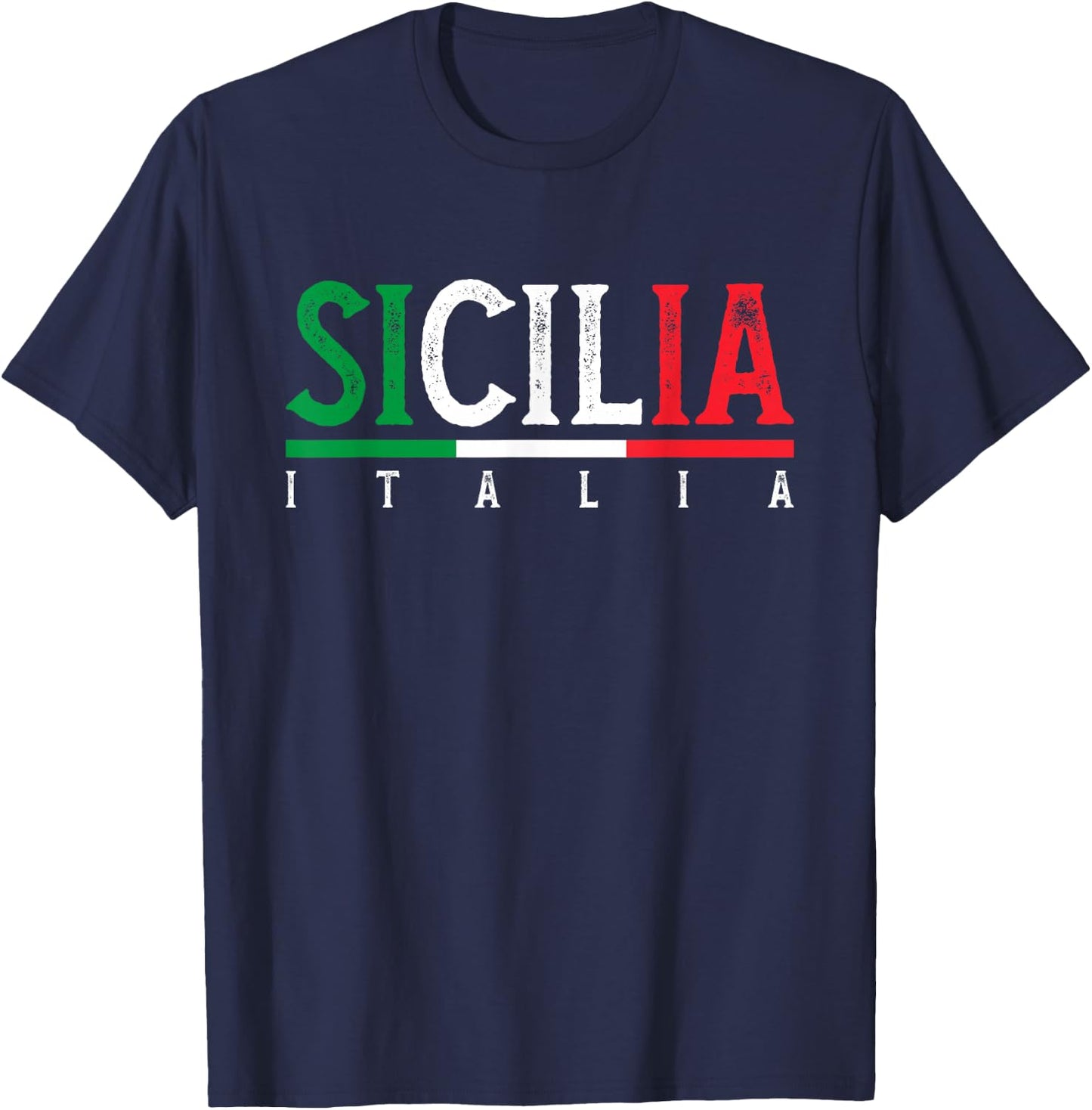 Sicilia Italia | Flag Of Sicily | Proud Sicilian Italian T-Shirt - T-Shirt | Navy