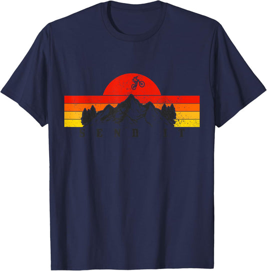 Mountain Bike Send It Vintage MTB Mountain Biker T-Shirt - T-Shirt | Navy