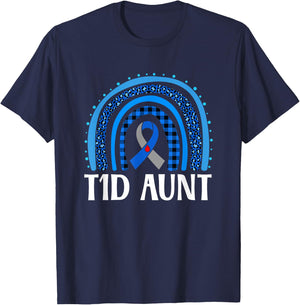T1D Diabetes Awareness Aunt Type 1 Diabetes Warrior Aunt T-Shirt - T-Shirt | Navy