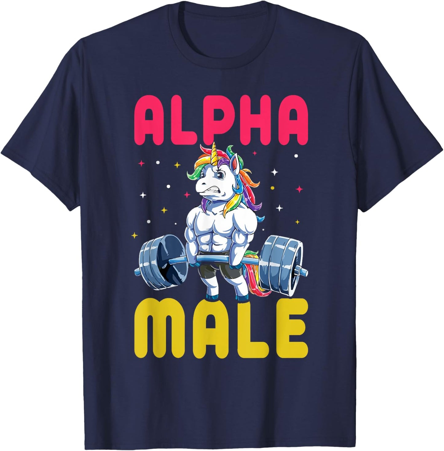 Alpha Male Men Unicorn Funny Weightlifting Workout Gym T-Shirt - T-Shirt | Navy