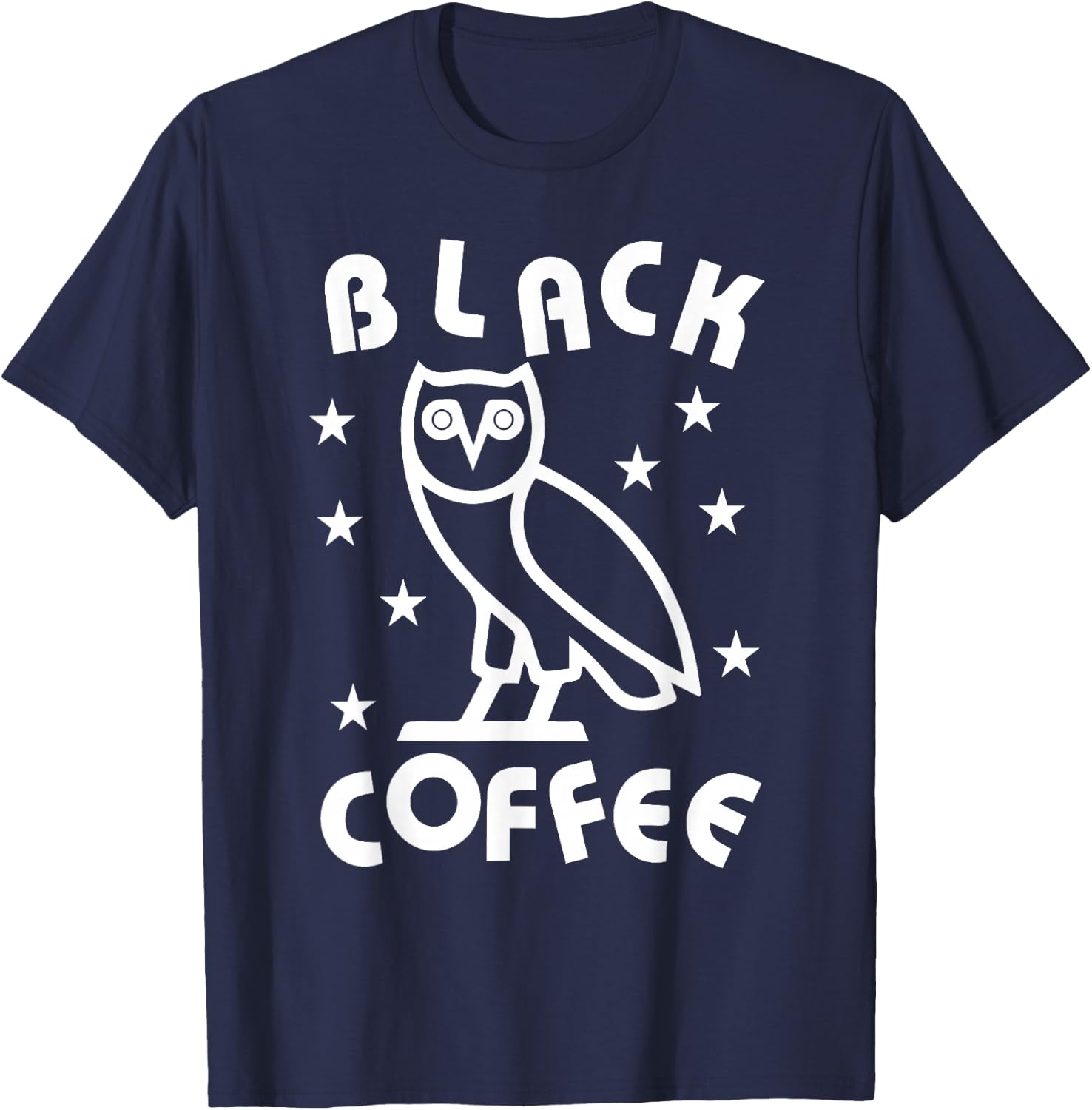 DazzleUpBoutique Black Coffee Owl City - Women's -Adults Regular Fit Cotton Blend Short Sleeve Modern Music Themed - Small T-Shirt - T-Shirt | Navy