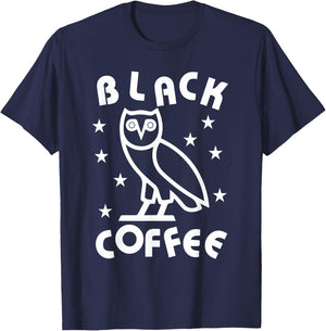 DazzleUpBoutique Black Coffee Owl City - Women's -Adults Regular Fit Cotton Blend Short Sleeve Modern Music Themed - Small T-Shirt - T-Shirt | Navy