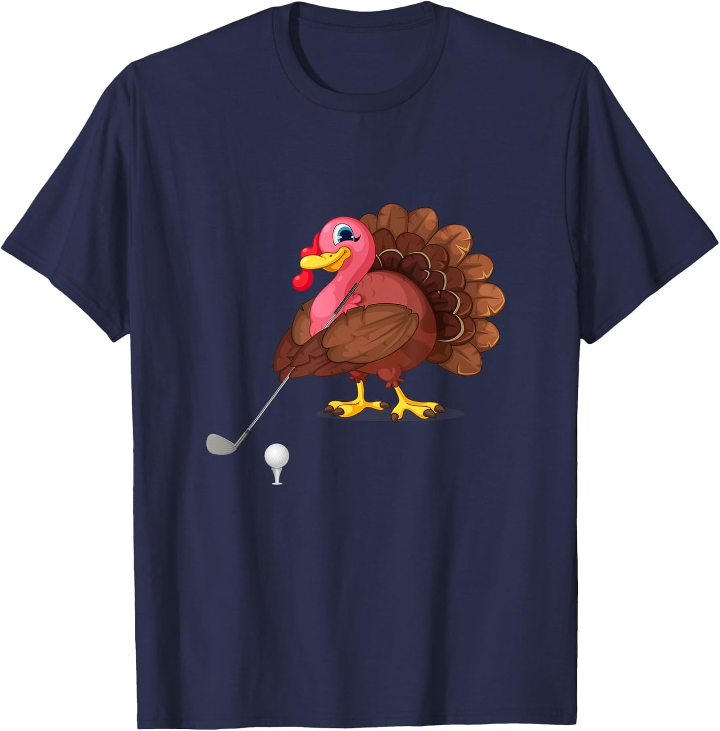 Golf Club Cute Thanksgiving Day Funny Love Golfing Turkey T-Shirt - T-Shirt | Navy