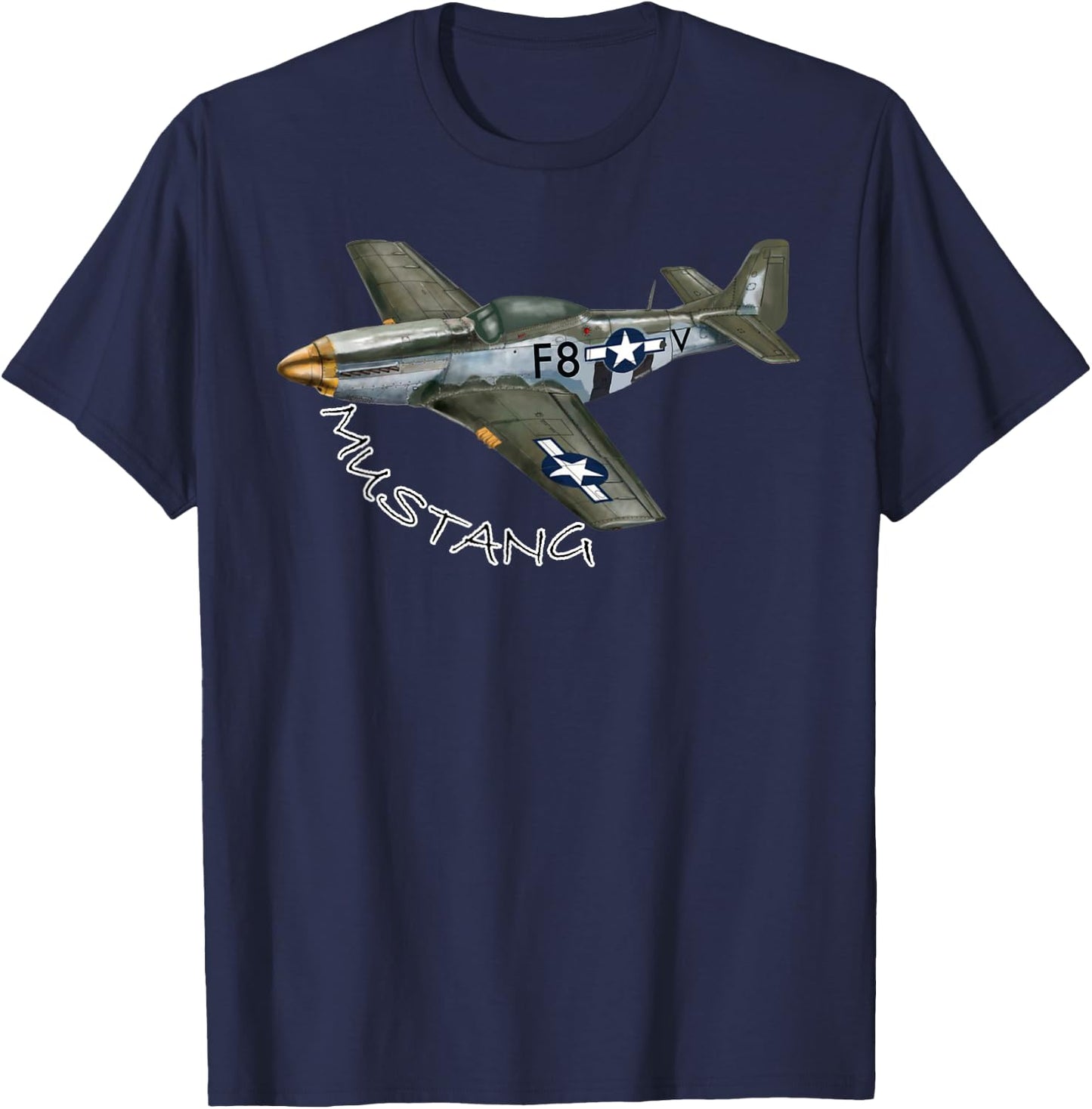 P51 Mustang WW2 Warplanes Warbirds Plane Spotter T-Shirt - T-Shirt | Navy