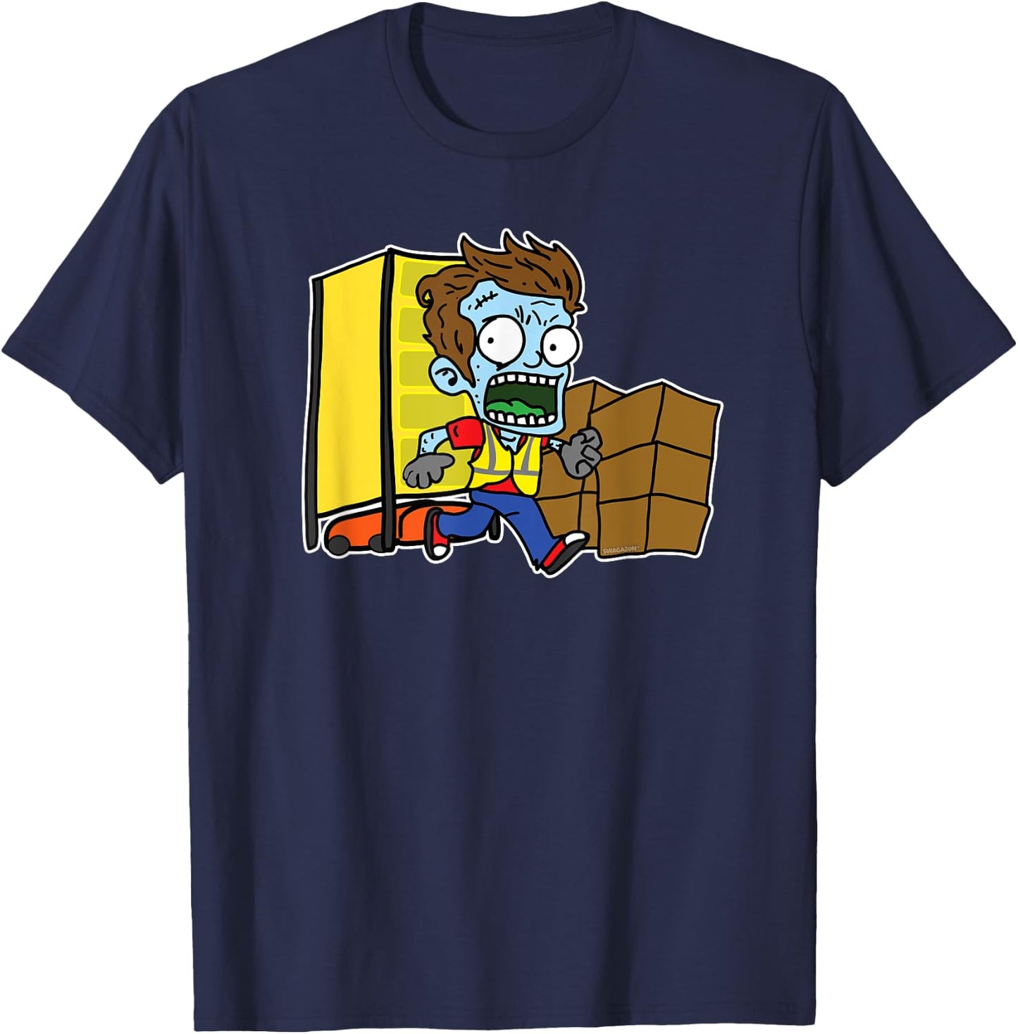 AmaZombie x Swagazon Coworker Associate Zombie Running T-Shirt - T-Shirt | Navy