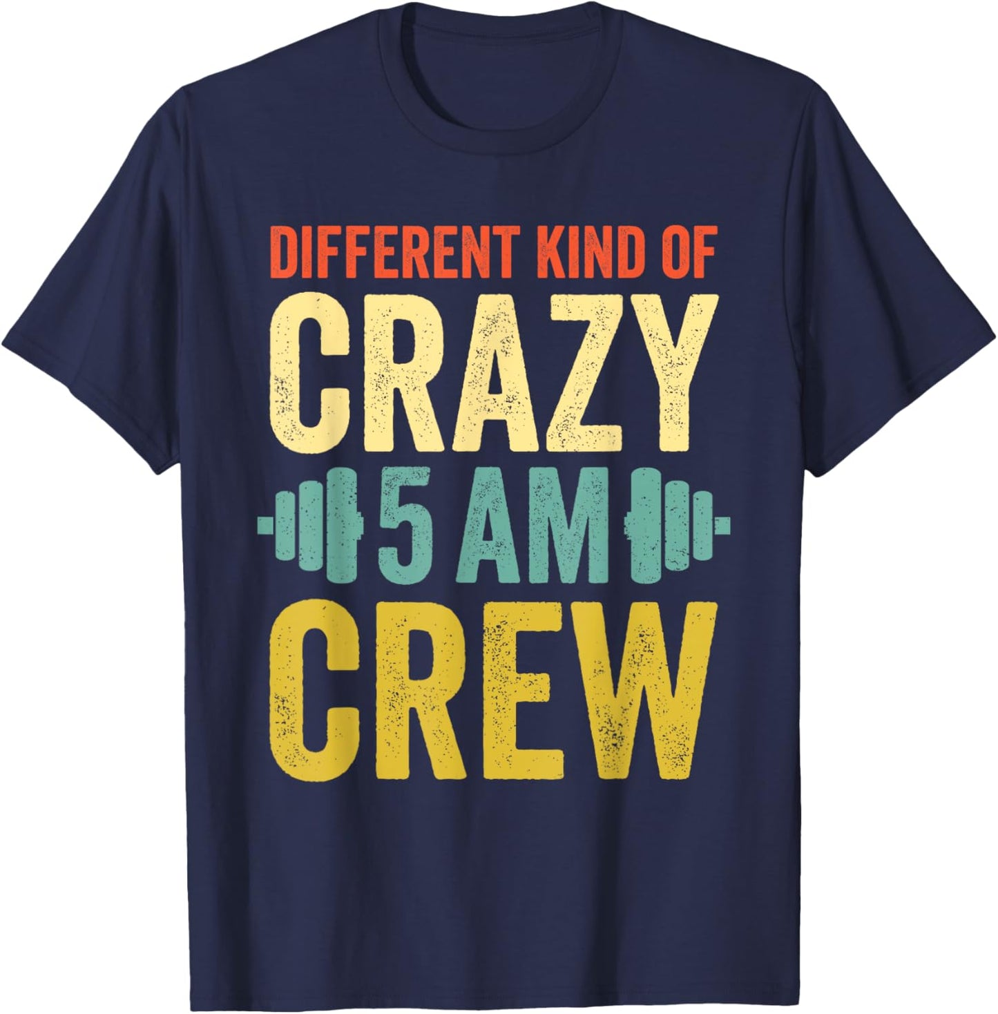 Workout Squad 5AM Crew Funny Gym Quote Vintage Retro T-Shirt - T-Shirt | Navy