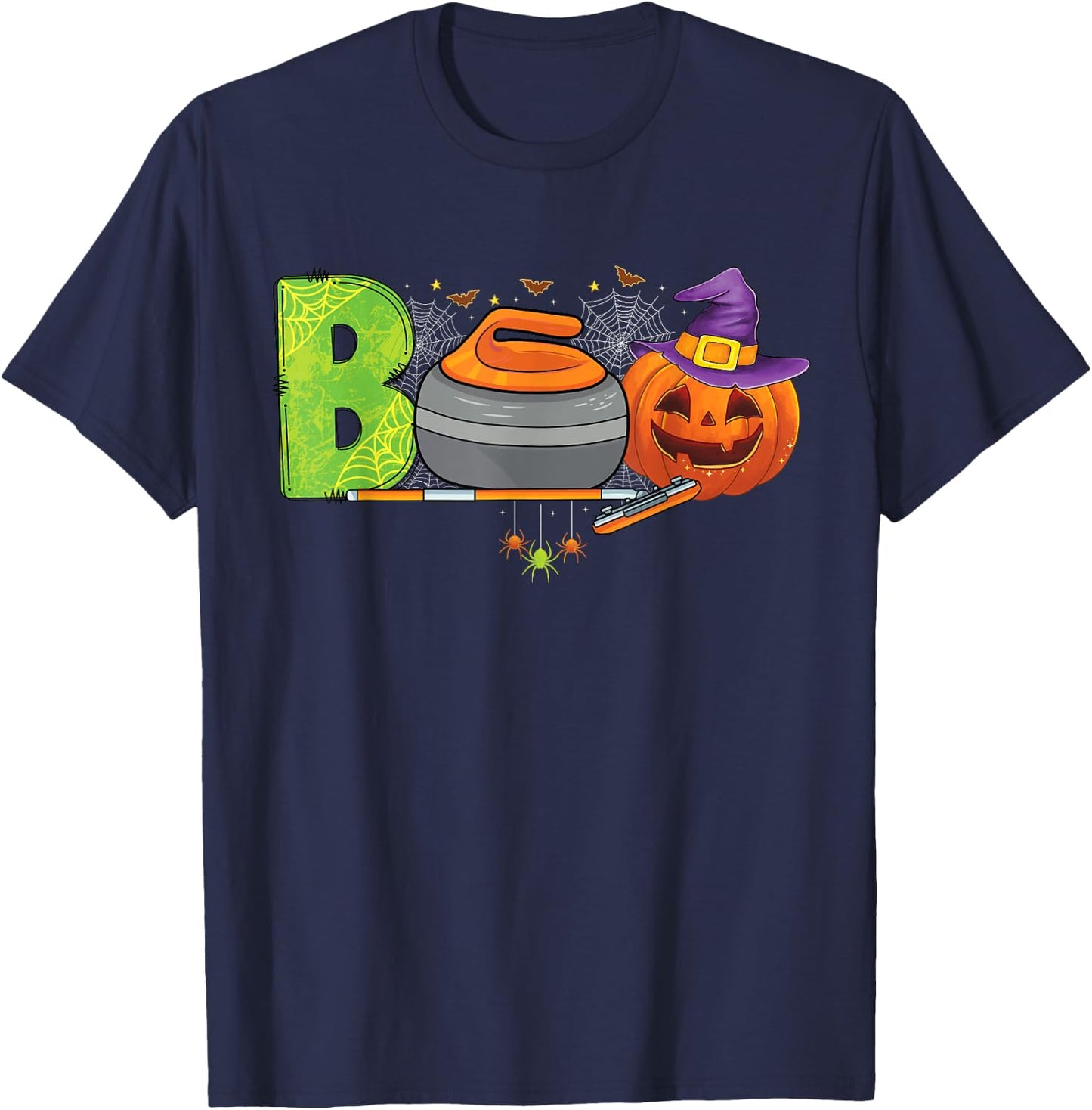 Boo Curling Player ice Sports Curling Halloween costume T-Shirt - T-Shirt | Navy