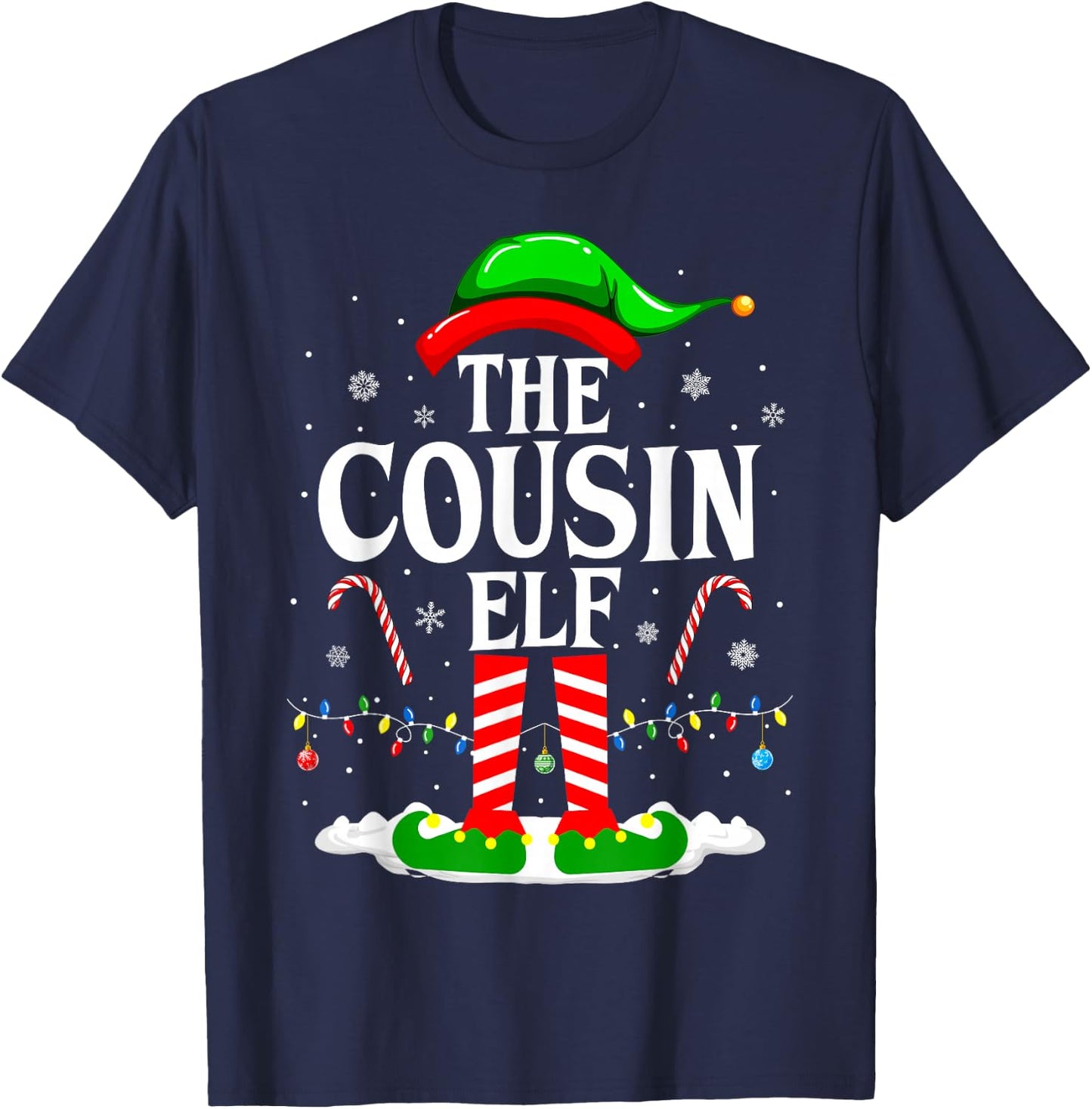 The Cousin Elf Funny Xmas Elf Matching Family Christmas T-Shirt - T-Shirt | Navy