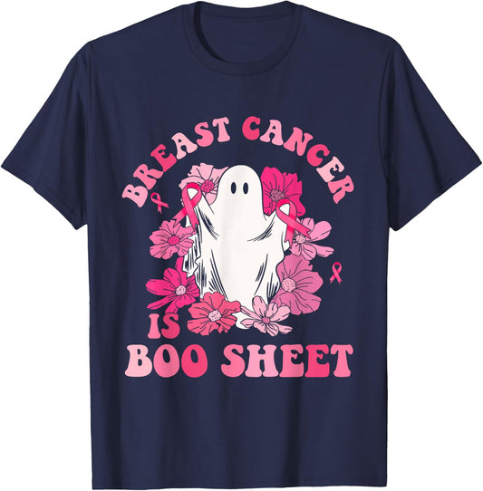 Breast Cancer Is Boo Sheet Halloween Breast Cancer Awareness T-Shirt - T-Shirt | Navy