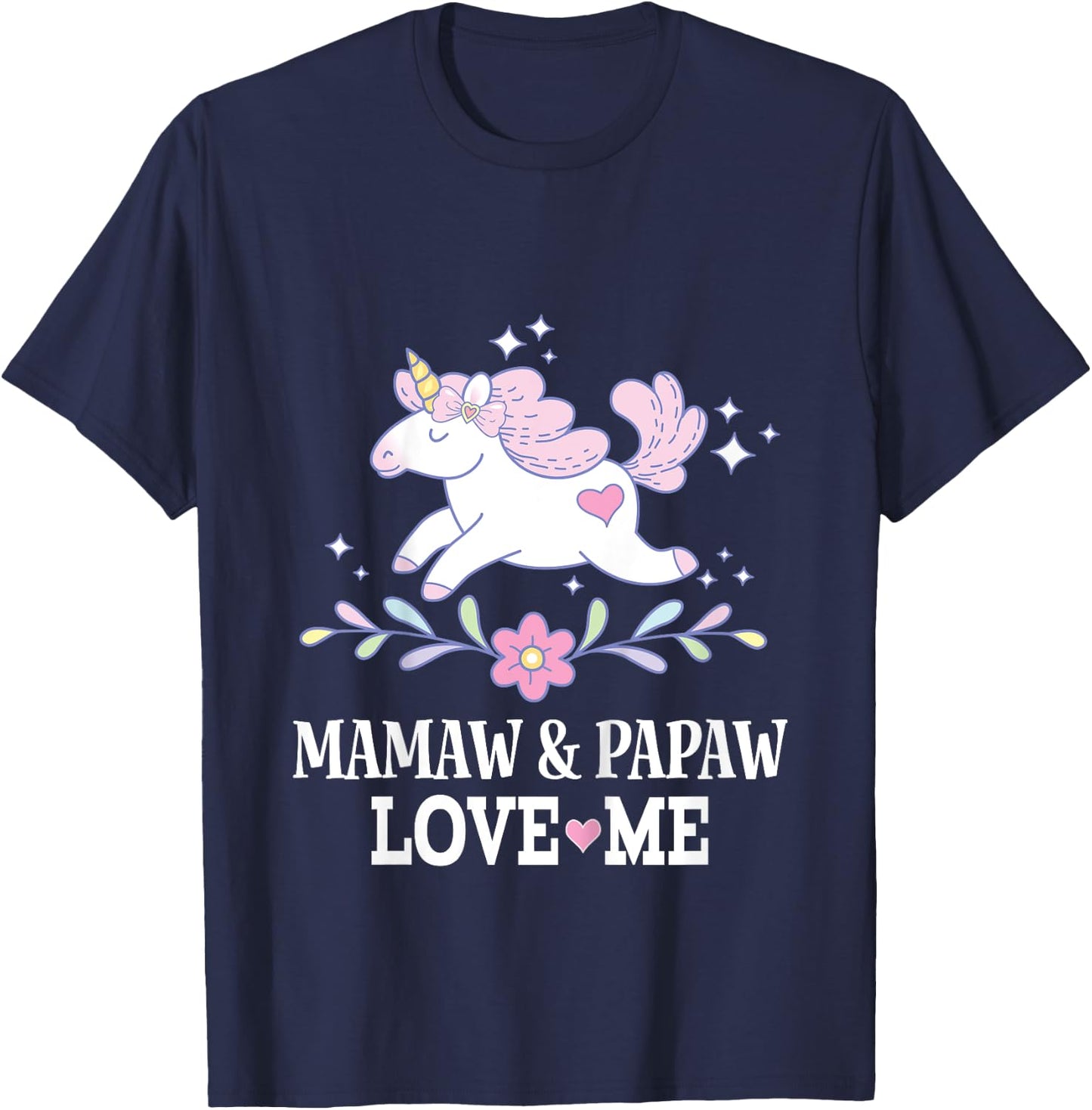 Mamaw and Papaw Love Me Granddaughter Unicorn T-Shirt - T-Shirt | Navy