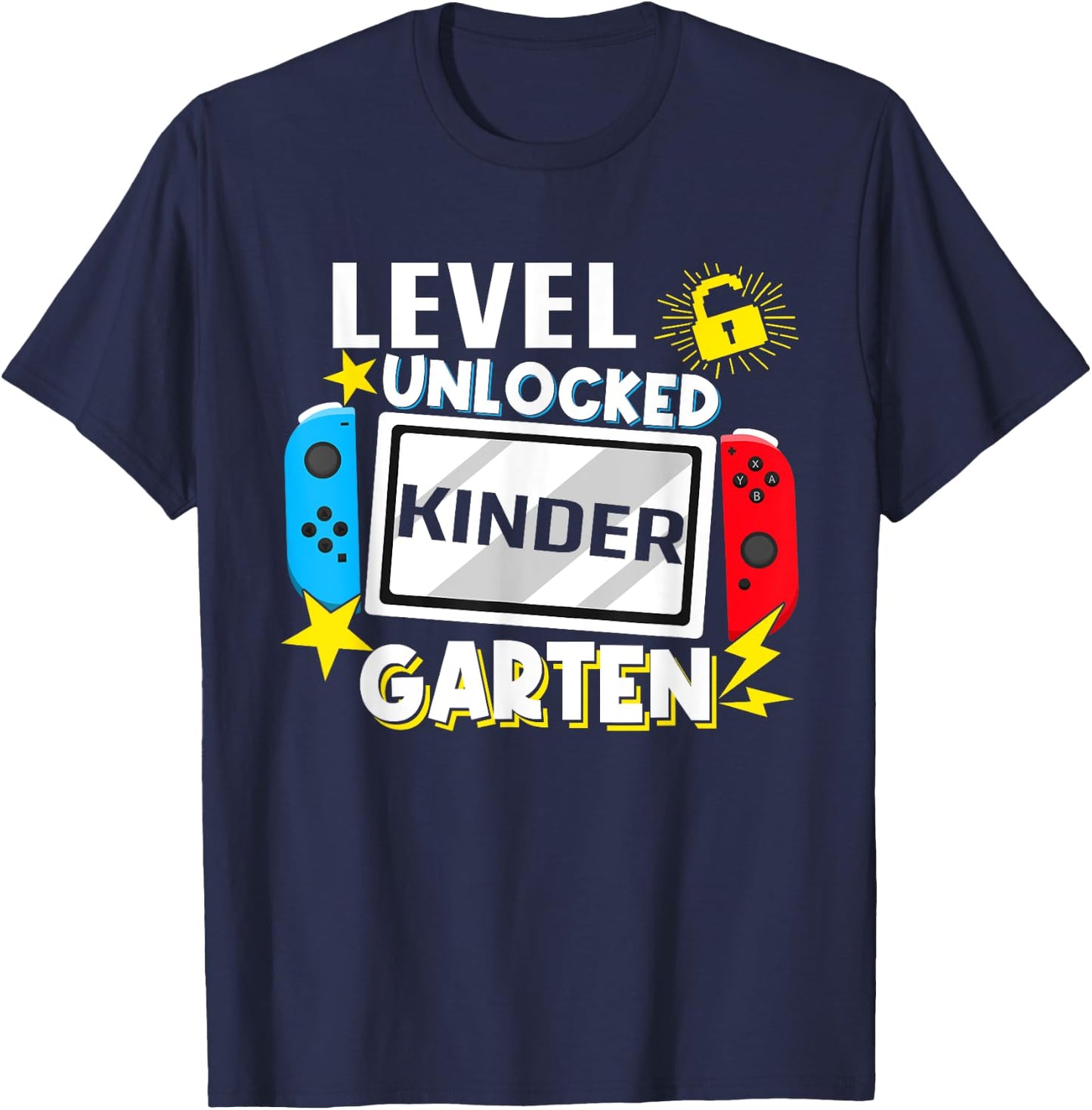 First Day Of Kindergarten Level Unlocked Game Back To School T-Shirt - T-Shirt | Navy