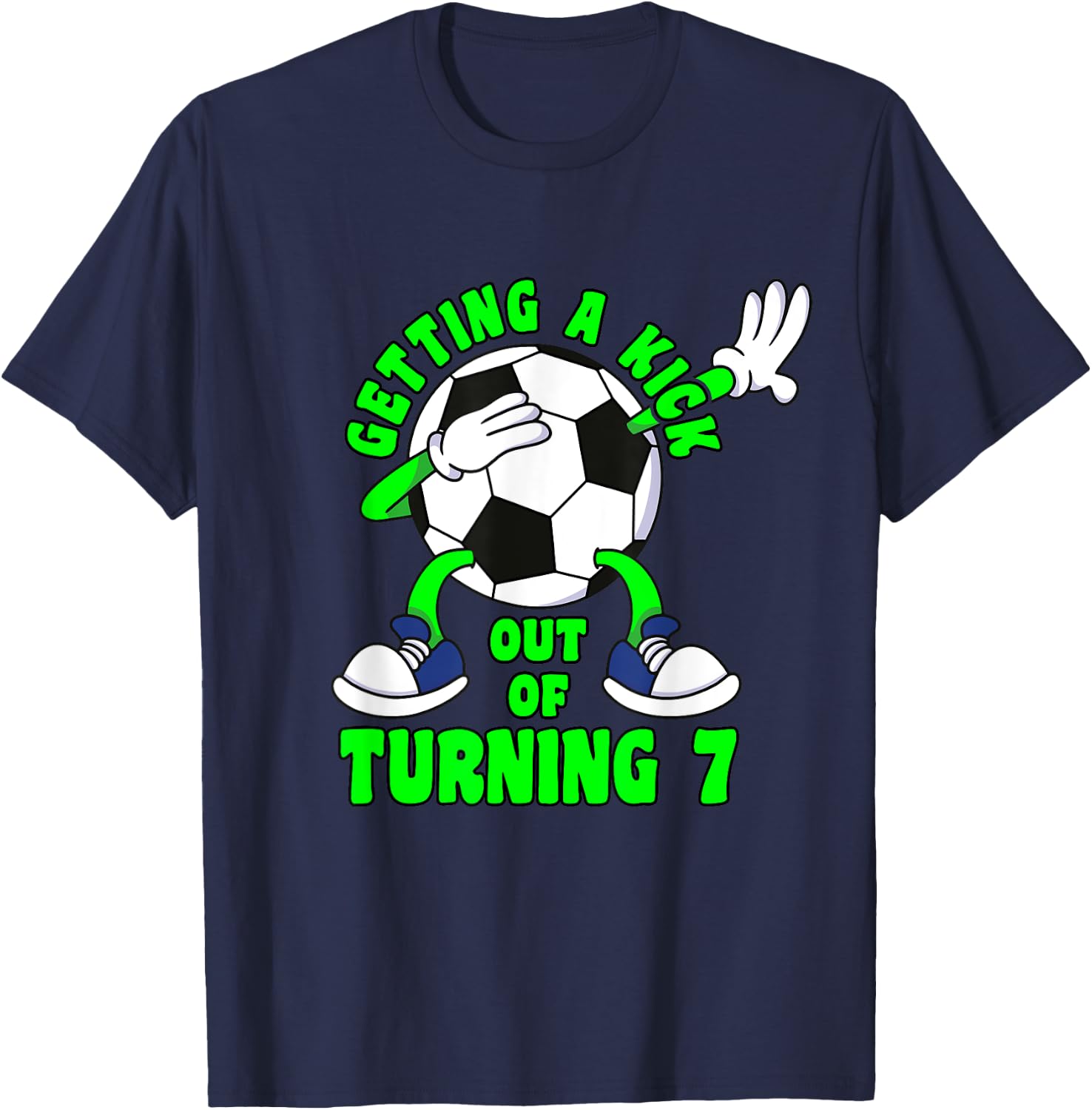 7 Year Old Happy 7th Birthday Soccer 7th Birthday T-Shirt - T-Shirt | Navy