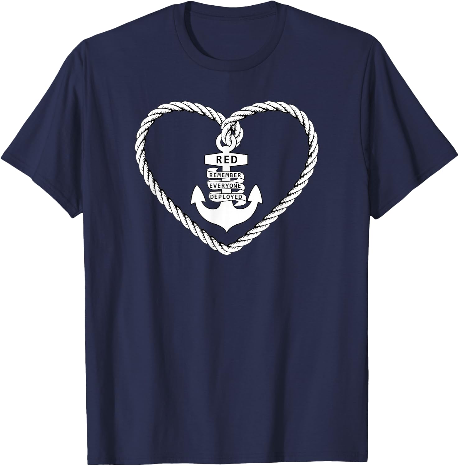 RED Friday Military Remember Everyone Deployed Heart Anchor T-Shirt - T-Shirt | Navy