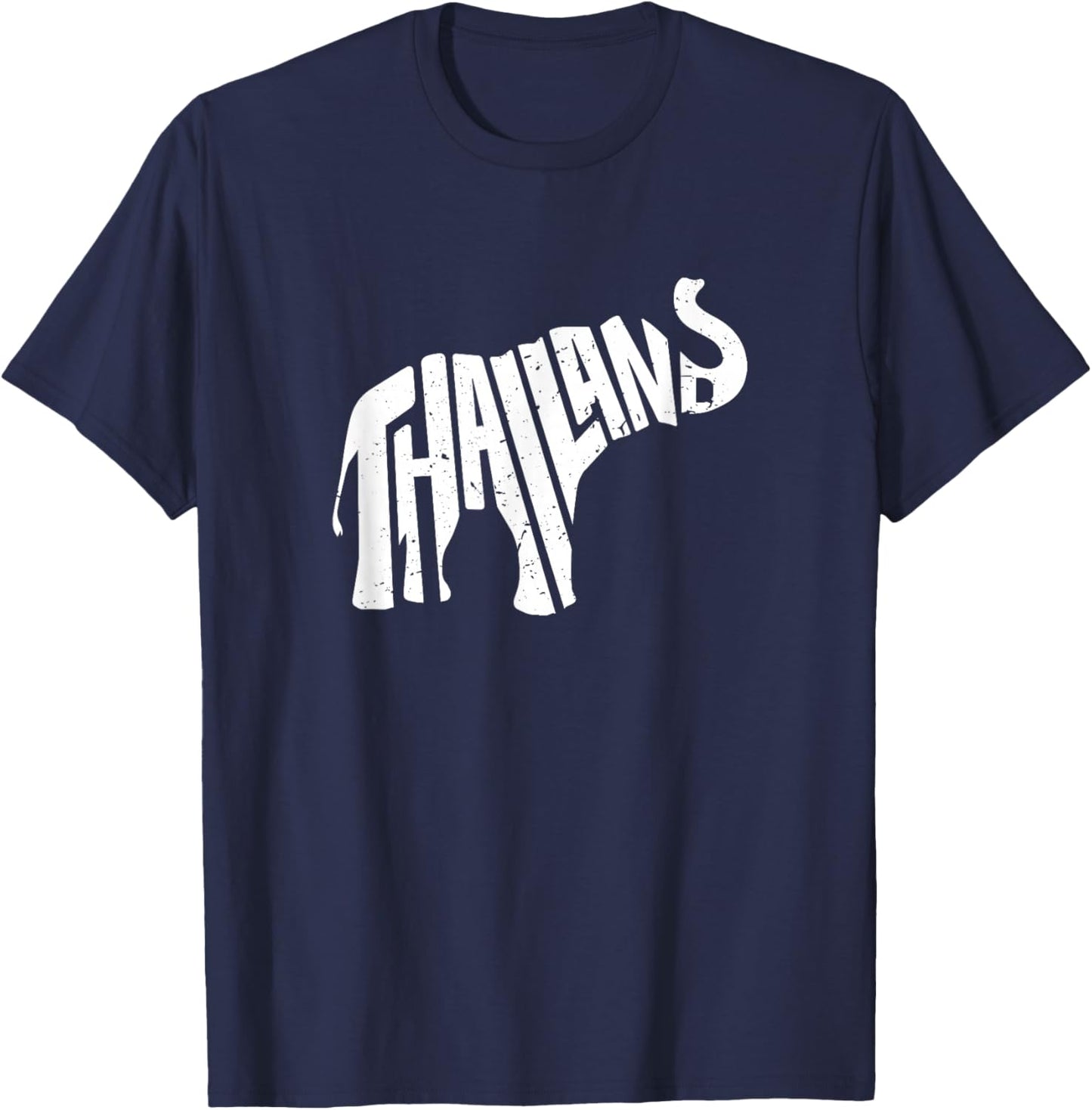 Thailand Asian Elephant Word Art - Funny Animal T-Shirt - T-Shirt | Navy