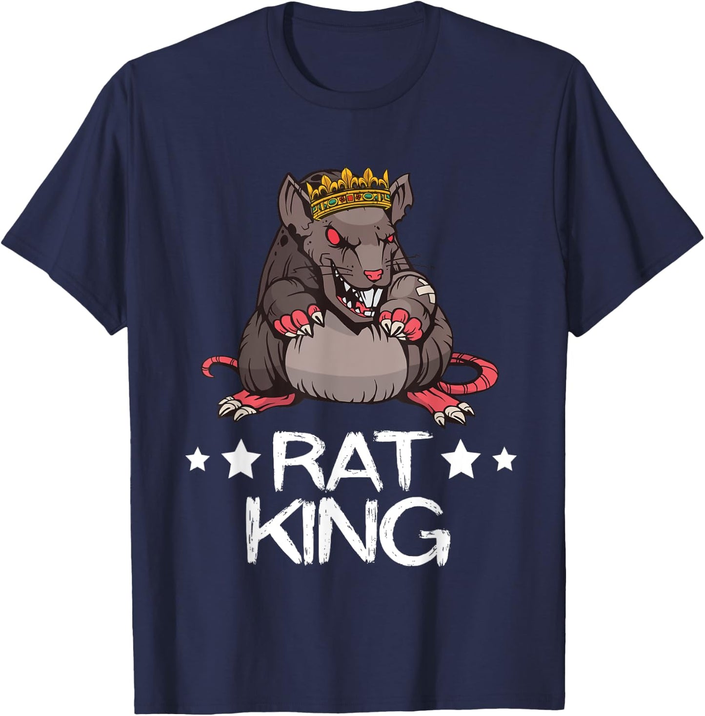 Rat King Crown Angry Rat Rodent Rat Owner Mouse Rat T-Shirt - T-Shirt | Navy